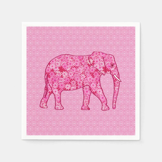 Serviette En Papier Fleur d'éléphant - rose fuchsia (Devant)