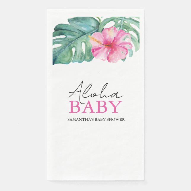 Serviette En Papier Fleur d'Hibiscus du Baby shower tropical (Devant)