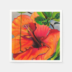 Serviette En Papier Fleur d'Hibiscus du néon tropical