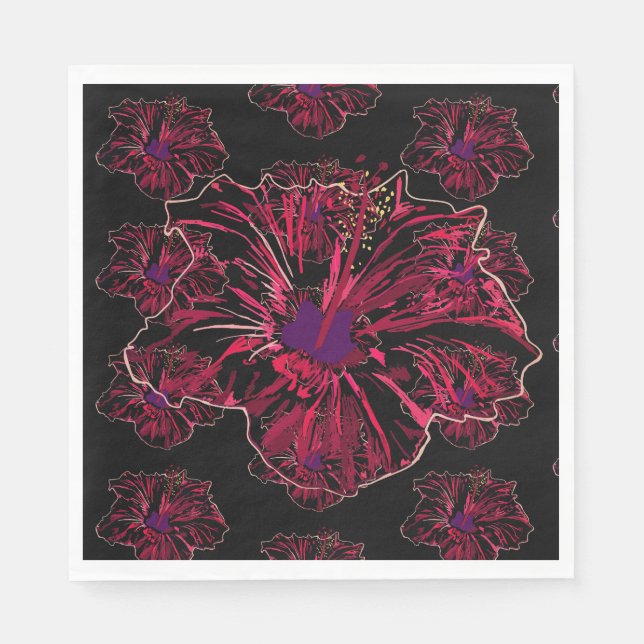 Serviette En Papier Fleur d'Hibiscus rouge (Devant)