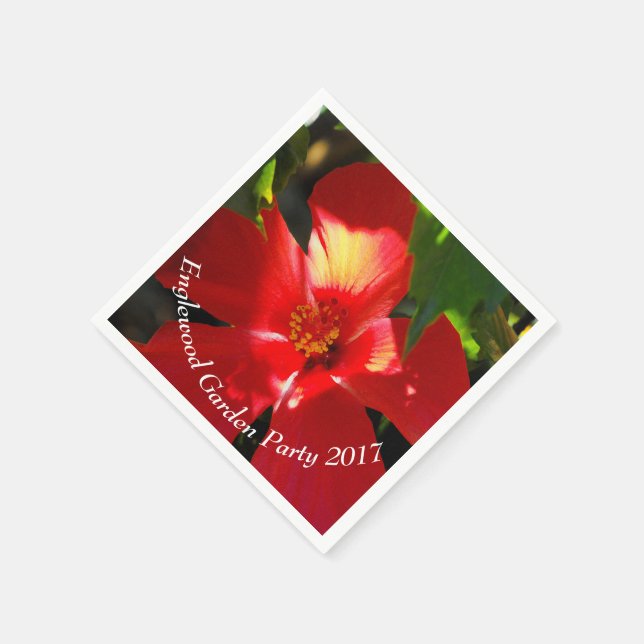 Serviette En Papier Fleur d'Hibiscus rouge au soleil (Coin)