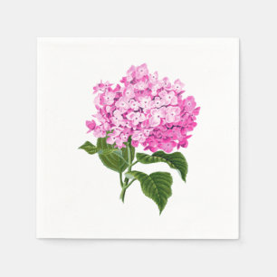Serviette En Papier Fleur d'hortensia rose fuchsia antique