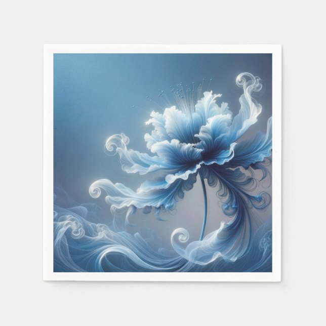 Serviette En Papier Fleur d'Imaginaire Bleu Fancy (Devant)