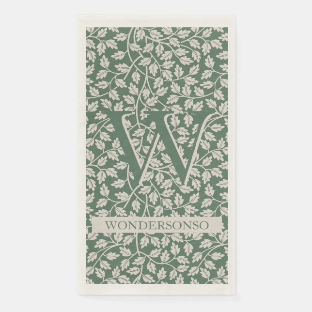 Serviette En Papier Fleur d'Ivoire Vert deux double (Devant)