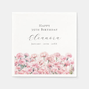 Serviette En Papier Fleur d'œillet rose pour 35e anniversaire, fleur d