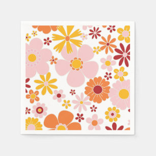 Serviette En Papier Fleur d'orange florale rétro Anniversaire
