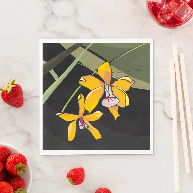 Serviette En Papier Fleur d'orchidée jaune Botanique Tropicale (Créateur téléchargé)