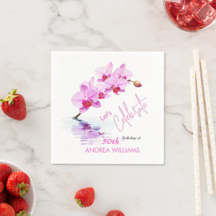 Serviette En Papier Fleur d'orchidée sauvage fleurs 50e Anniversaire s
