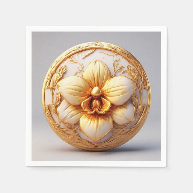 Serviette En Papier Fleur élégante sur Arrière - plan Ornate (Devant)