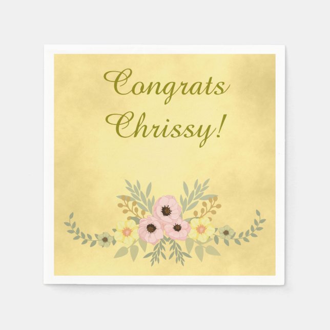 Serviette En Papier Fleur Félicitations (Devant)