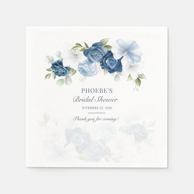 Serviette En Papier Fleur florale bleu poussiéreux Eucalyptus Succulen (Devant)