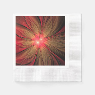 Serviette En Papier Fleur fractale de fansy rouge