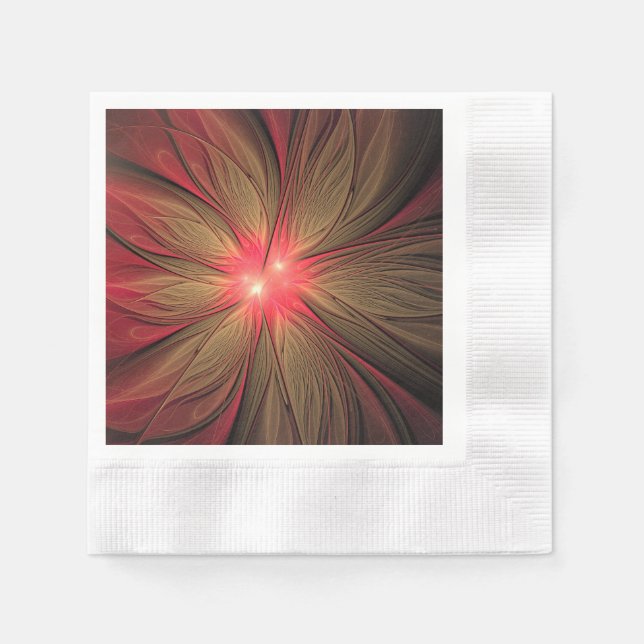 Serviette En Papier Fleur fractale de fansy rouge (Devant)