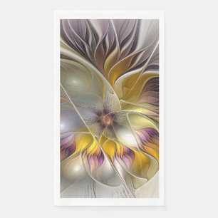 Serviette En Papier Fleur fractale moderne fantasque colorée abstraite