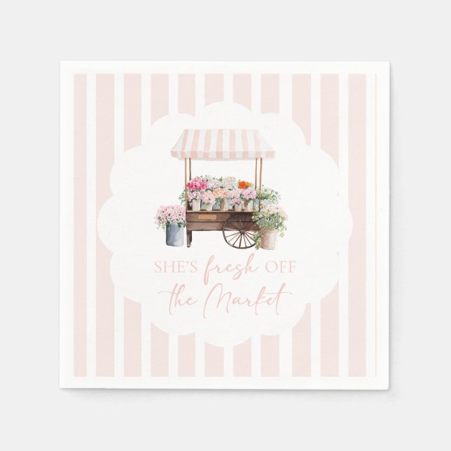 Serviette En Papier Fleur Fraîche du Marché Fleurs Chariot Enterrement (Devant)