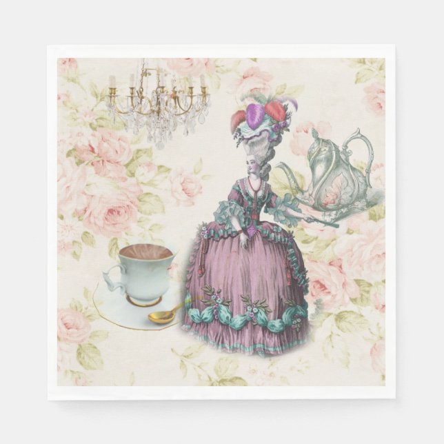 Serviette En Papier Fleur française Marie Antoinette Paris Tea Party (Devant)