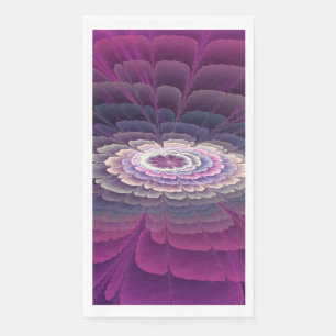 Serviette En Papier Fleur frappante abstraite fractale couleur rose