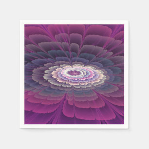 Serviette En Papier Fleur frappante abstraite fractale couleur rose