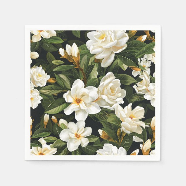 Serviette En Papier Fleur Gardenia blanche (Devant)