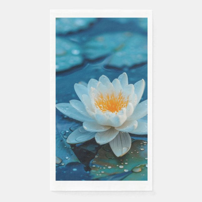 Serviette En Papier Fleur Lotus blanche (Devant)