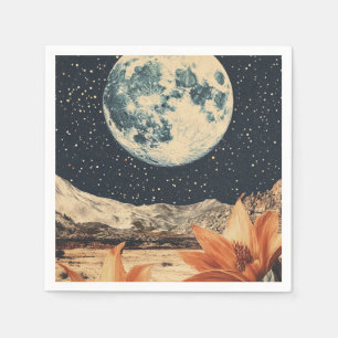 Serviette En Papier Fleur lunaire au-dessus de sommets sablonneux