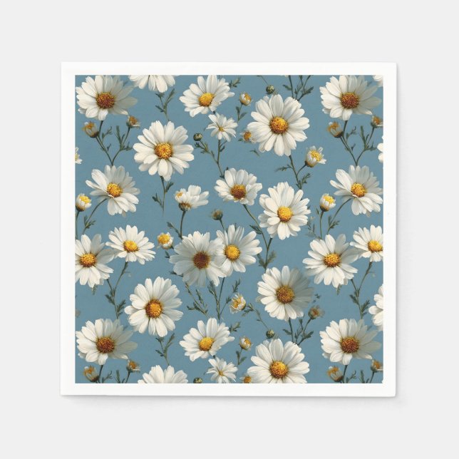 Serviette En Papier Fleur marguerite en bleu incomparable (Devant)