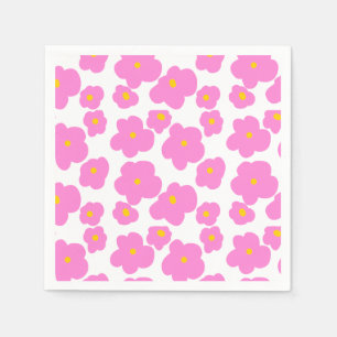 Serviette En Papier Fleur marguerite rose jaune moderne motif élégant