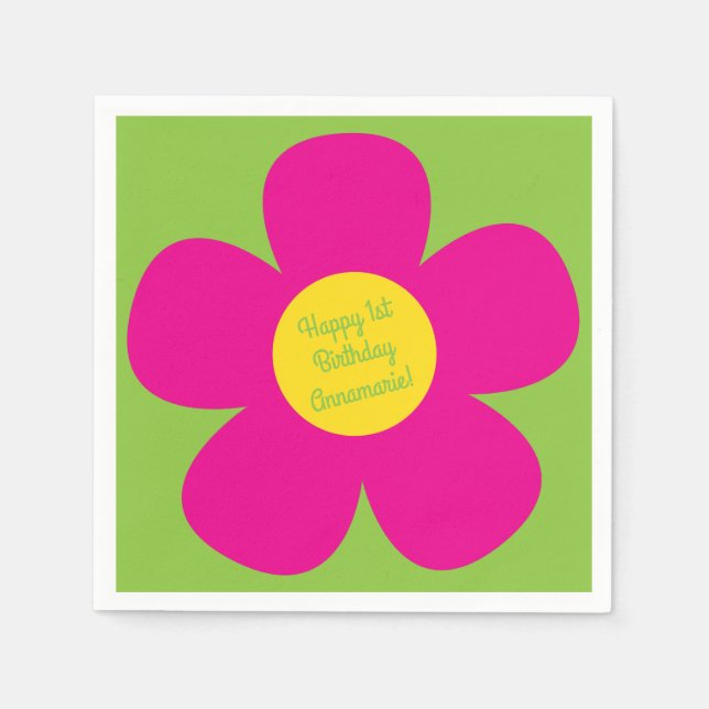 Serviette En Papier Fleur mignonne fête d'anniversaire (Devant)