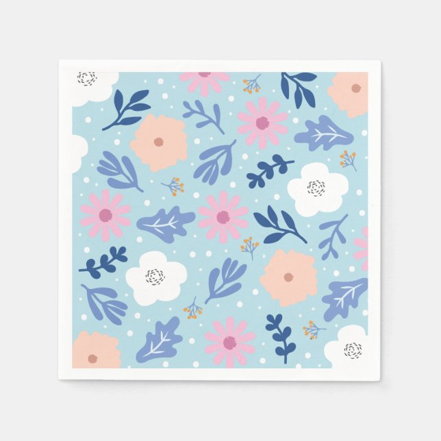 Serviette En Papier Fleur minimaliste  (Devant)
