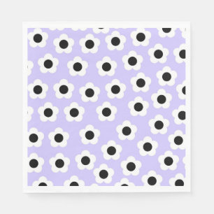 Serviette En Papier Fleur noire et blanche mignonne avec Arrière - pla