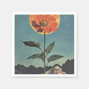 Serviette En Papier Fleur orange Lune - Charme Boho Vintage (2)