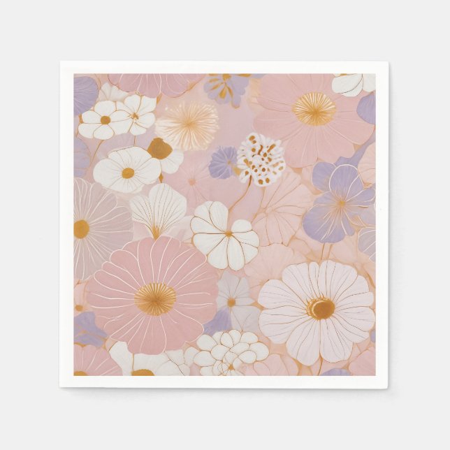 Serviette En Papier Fleur Pastel Éthérée (Devant)