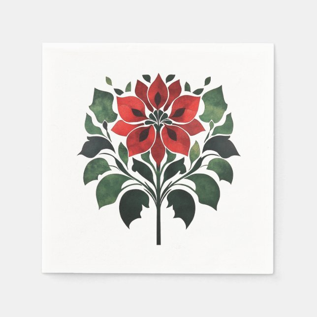 Serviette En Papier Fleur Poinsettia (Devant)