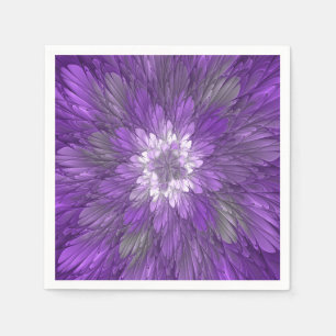 Serviette En Papier Fleur psychédélique violette Abstraite Fractal Art