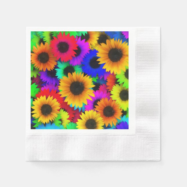 Serviette En Papier Fleur psychédélique vive enfant Motif hippie (Devant)