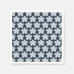 Serviette En Papier Fleur Rétro Bleu Clair Et Bleu Marine