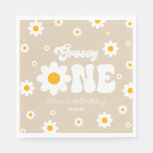 Serviette En Papier Fleur Retro Daisy Super Un 1er anniversaire