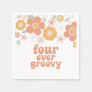 Serviette En Papier Fleur Rétro Florale quatre pour toujours groovy 4