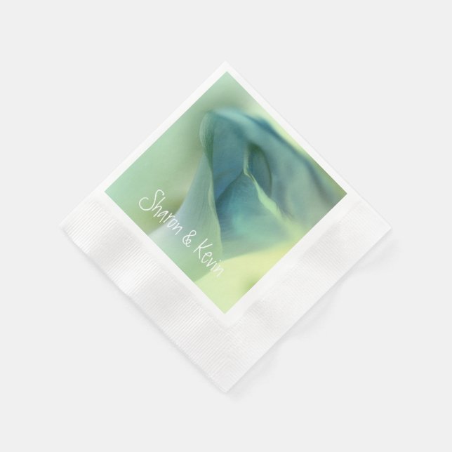 Serviette En Papier Fleur romantique dans les tons bleus - Mariage (Coin)