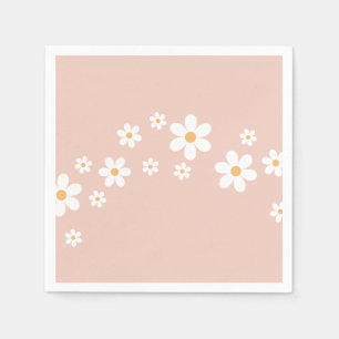 Serviette En Papier Fleur rose groovy Retro Daisy