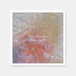 Serviette En Papier Fleur Rose Lace Blanche Avec Pearle