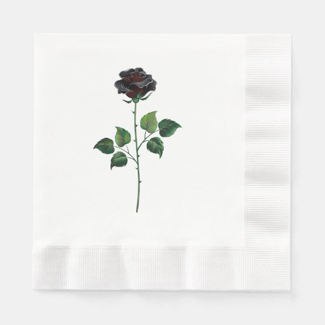 Serviette En Papier Fleur rose noire (Devant)