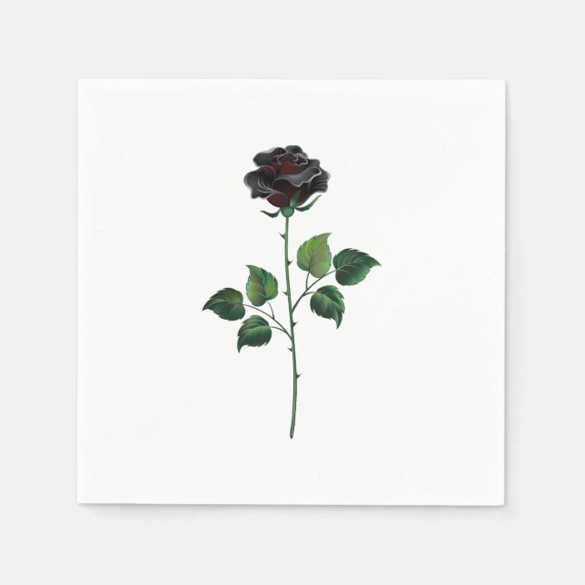 Serviette En Papier Fleur rose noire (Devant)