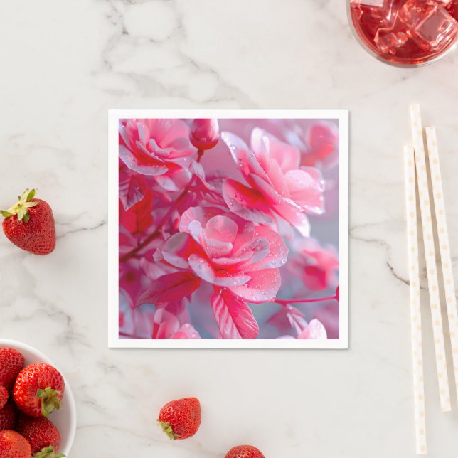 Serviette En Papier Fleur rose pâle Raindrop (En situation)