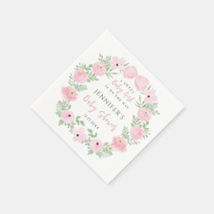 Serviette En Papier Fleur rose qui éclot avec un joli nœud bébé fille