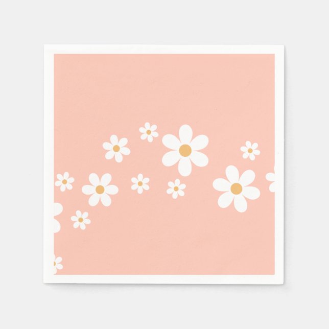 Serviette En Papier Fleur rose Retro Daisy (Devant)
