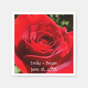 Serviette En Papier Fleur rose rouge vif Belle florale