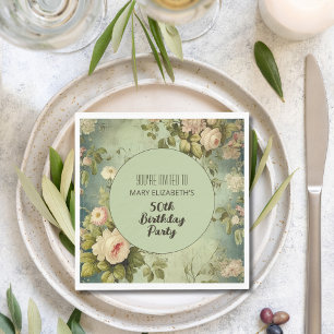 Serviette En Papier Fleur Rose sur mesure Jour de verdure