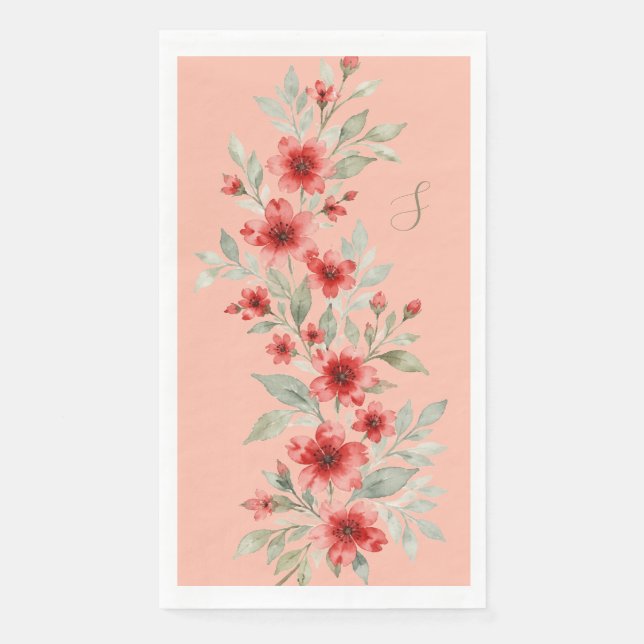 Serviette En Papier Fleur rouge (Devant)