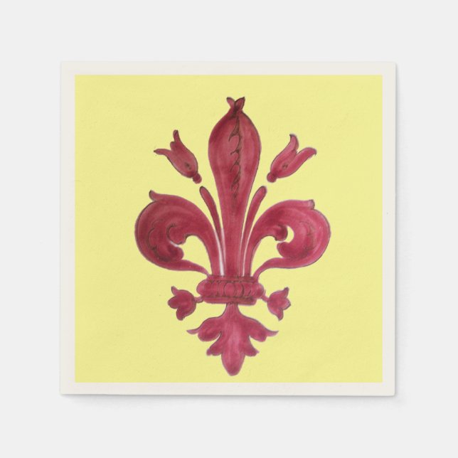 SERVIETTE EN PAPIER FLEUR ROUGE DE LIS (Devant)